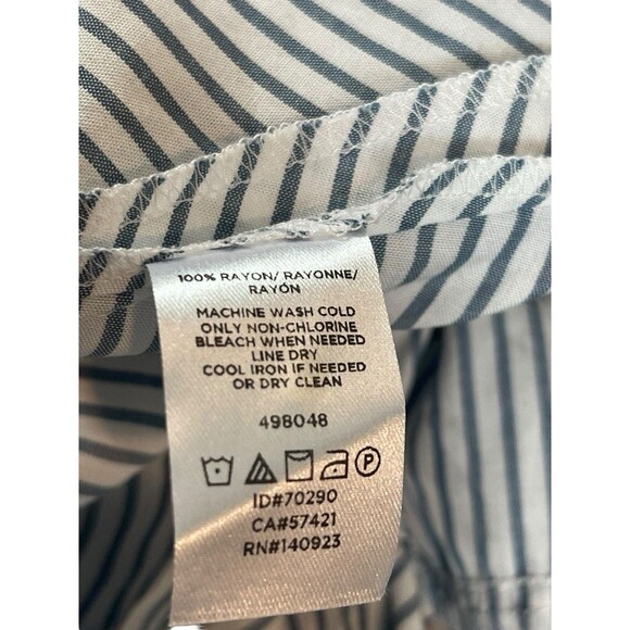 LOFT Plus Size 26 Blue White Striped Peplum Wrap Blouse Long Sleeve Tie Back - Picture 14 of 14